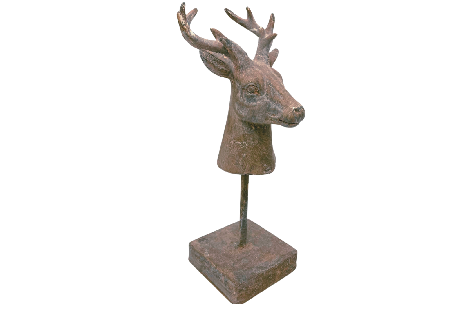 Decoratiebeeld Hert op voet bruin steen M 28 x 13cm | 121283 | Home Sweet Home | Stoer & Sober Woonstijl