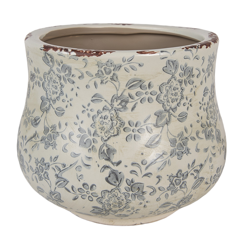 Clayre & Eef | Bloempot Binnen Groen Grijs ø 18x15 cm | 6CE2240M