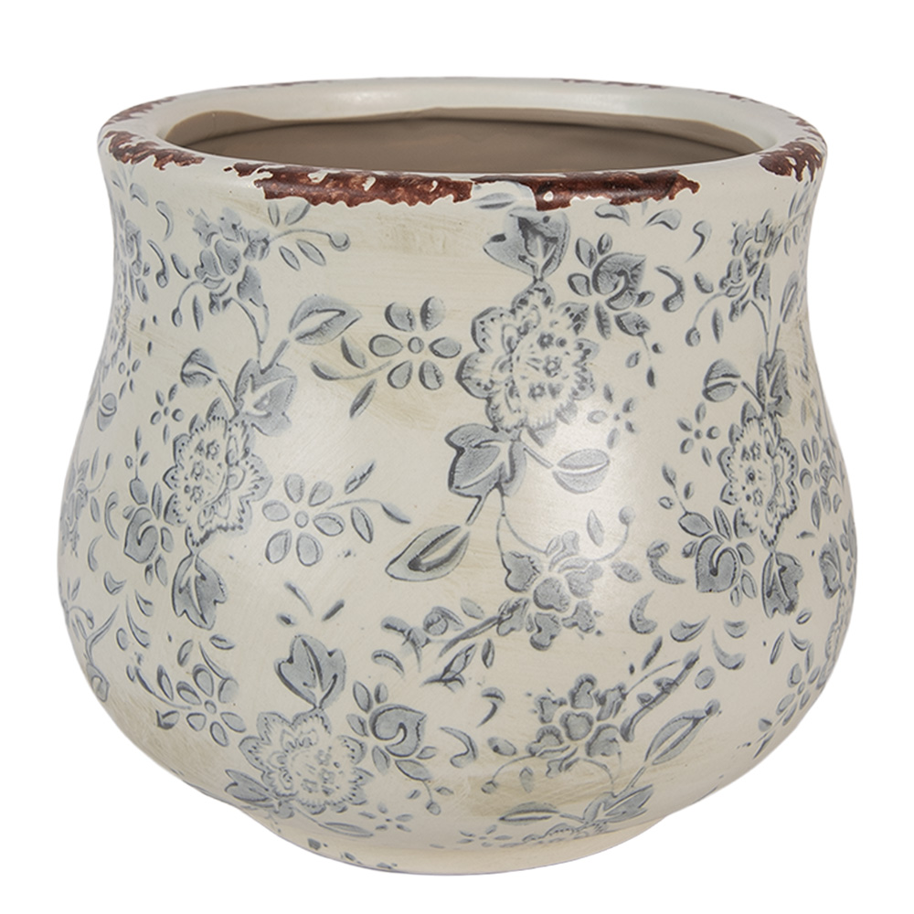 Clayre & Eef | Bloempot Binnen Groen Grijs ø 15x13 cm | 6CE2240S