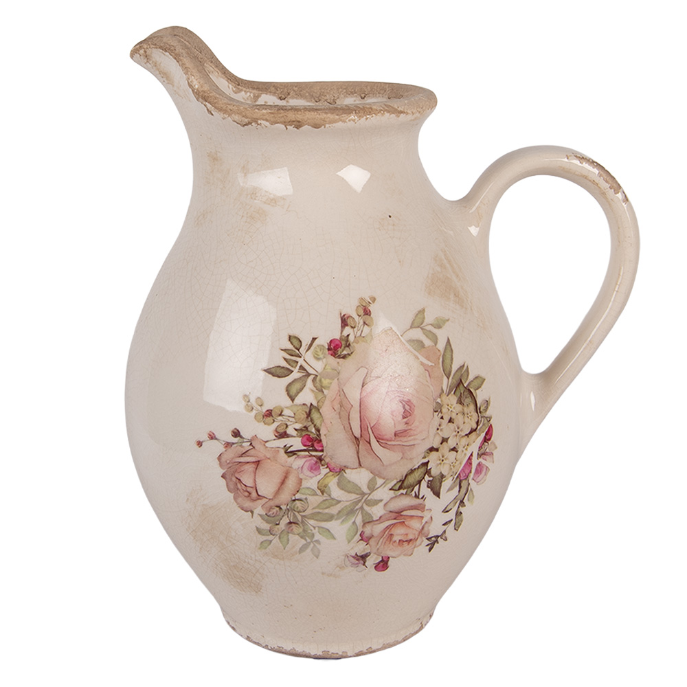Clayre & Eef | Decoratieve Schenkkan Beige Roze 21x16x24 cm | 6CE2236M