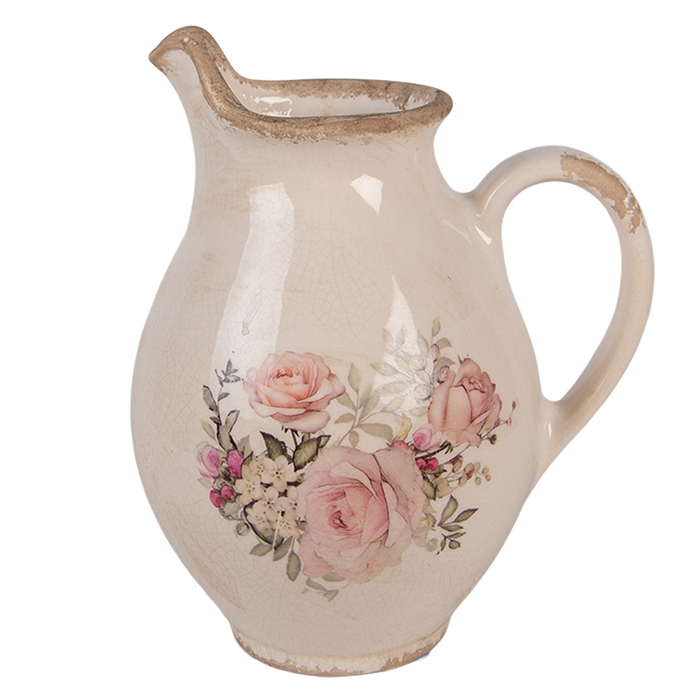 Clayre & Eef | Decoratieve Schenkkan Beige Roze 16x12x19 cm | 6CE2236S