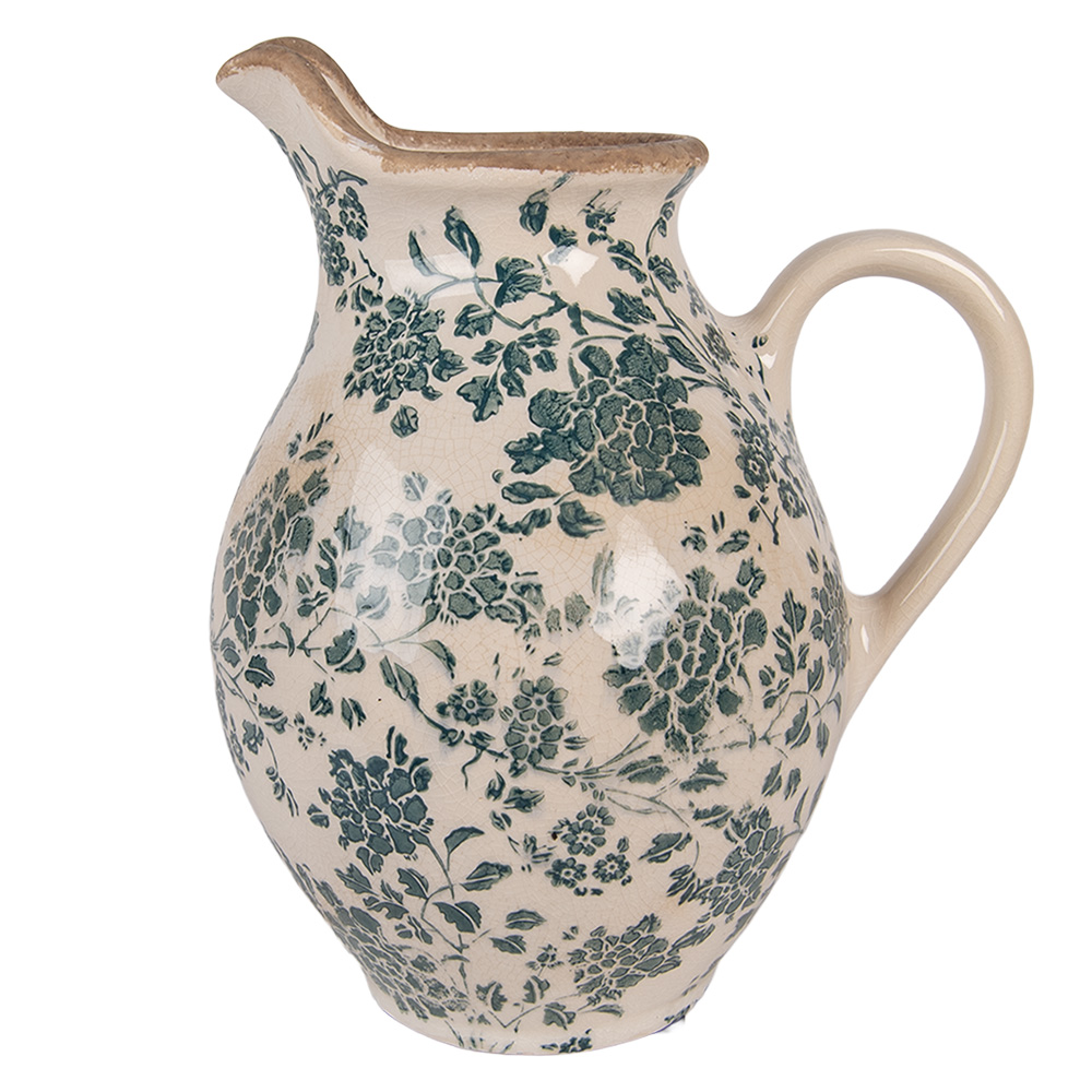 Clayre & Eef | Decoratieve Schenkkan Beige Groen 21x16x24 cm | 6CE2237M