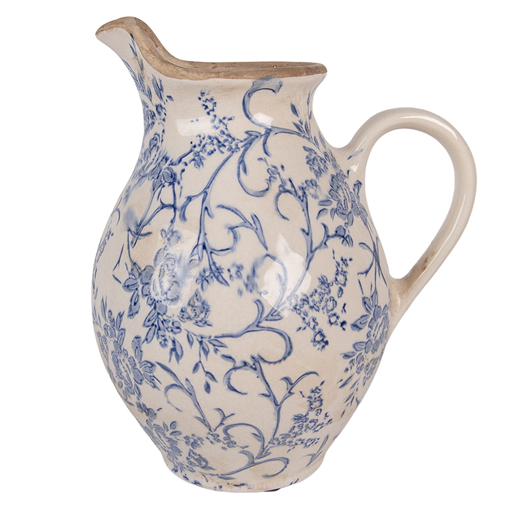Clayre & Eef | Decoratieve Schenkkan Beige Blauw 21x16x24 cm | 6CE2238M