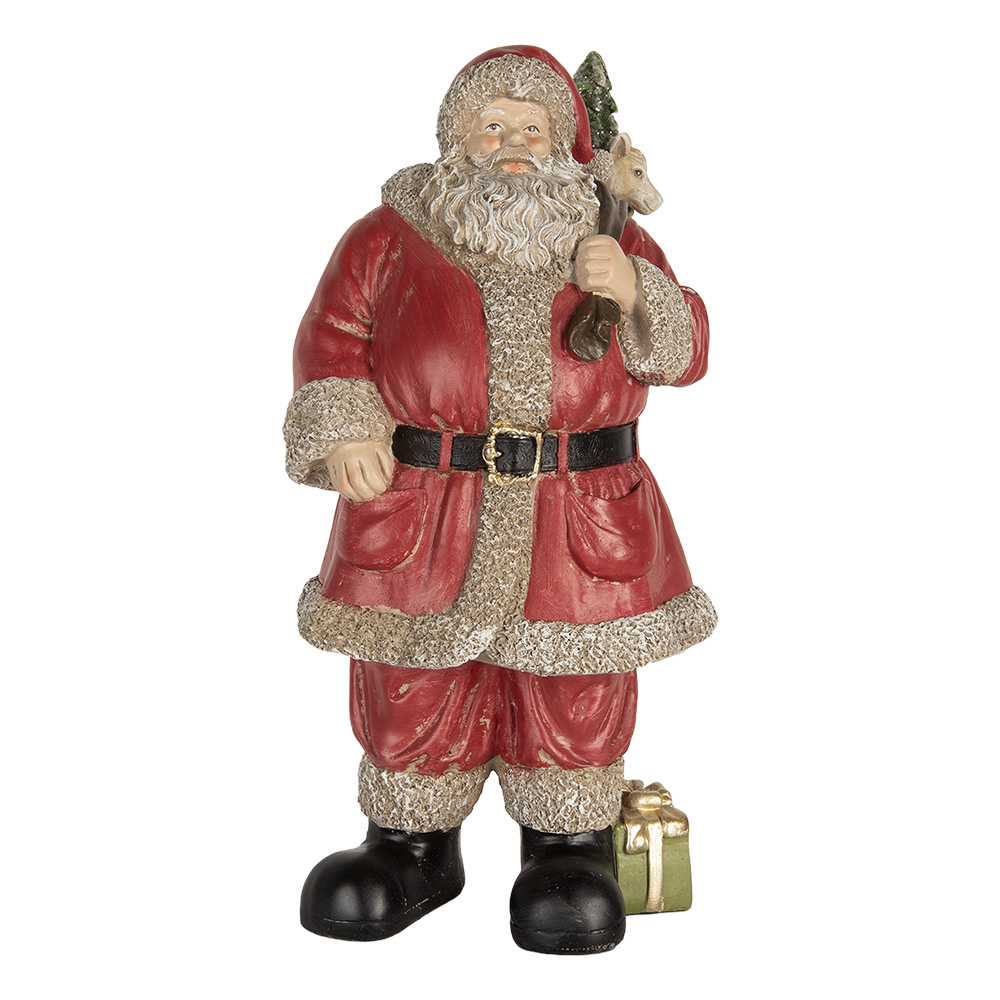 Clayre & Eef | Kerstdecoratie Kerstman Rood Beige 21x19x40 cm | 6PR5754