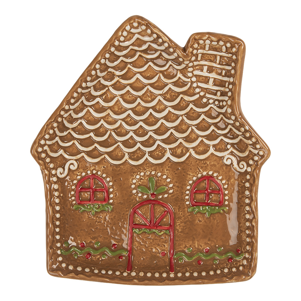 Clayre & Eef | Servies Ontbijtbord Bruin Wit 20x18x3 cm | 6CE2360