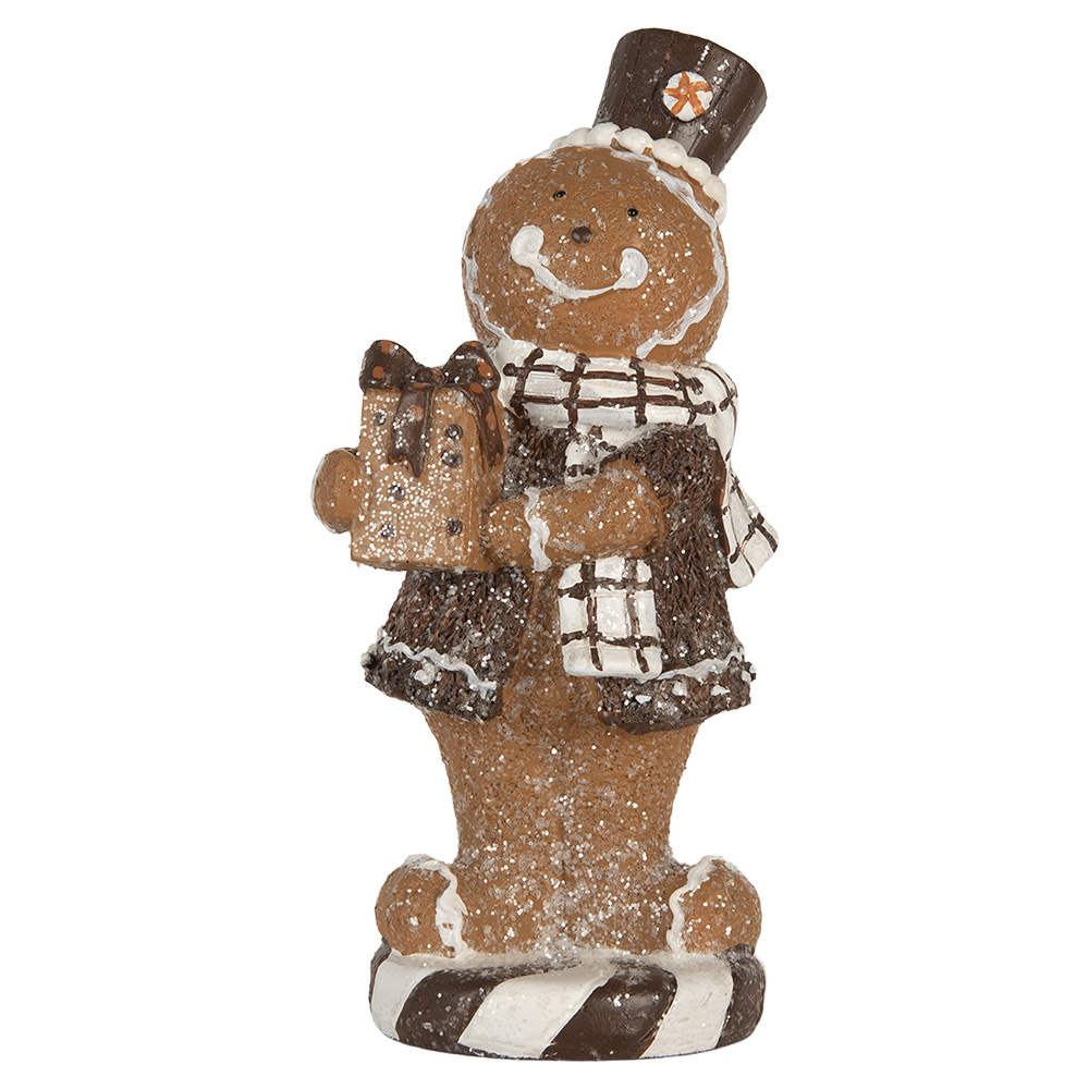 Clayre & Eef | Decoratie peperkoekpop Bruin Wit 9x8x20 cm | 6PR5812