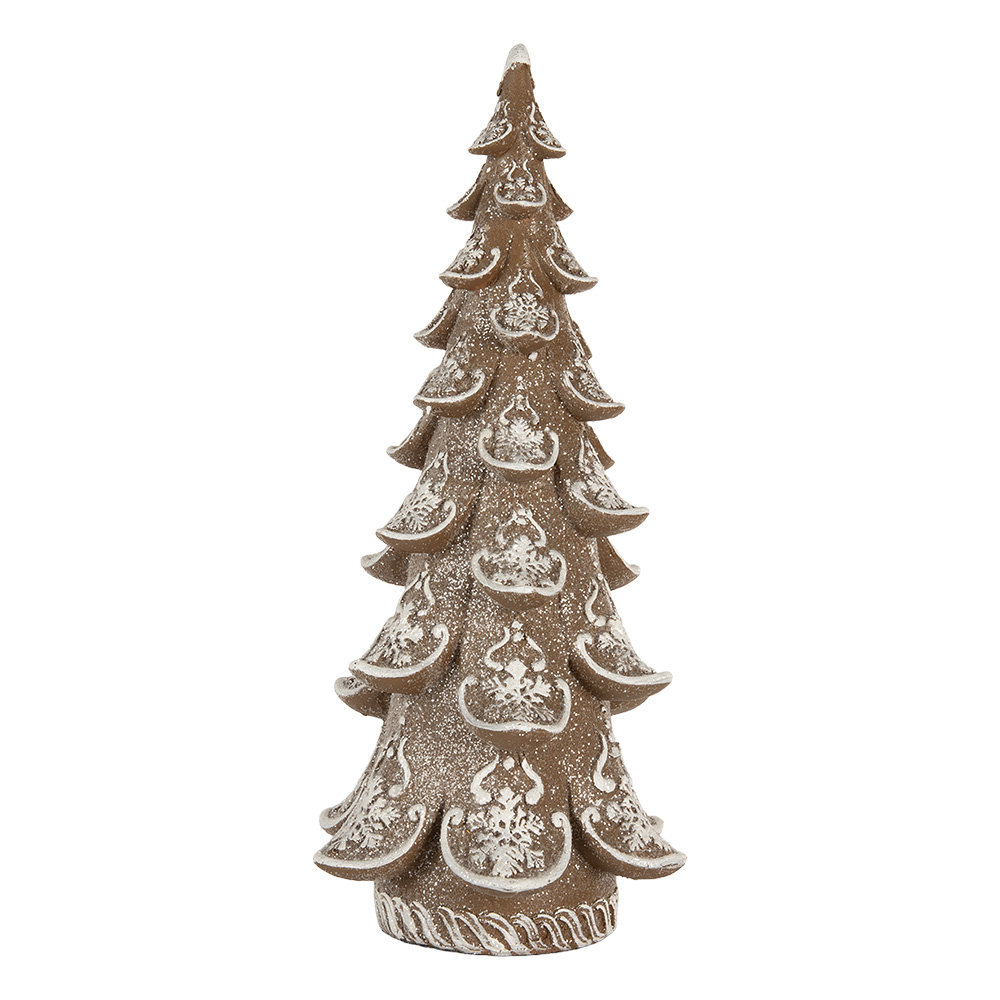 Clayre & Eef | Kerstdecoratie Kerstboom Bruin Wit 19x19x40 cm | 6PR5816