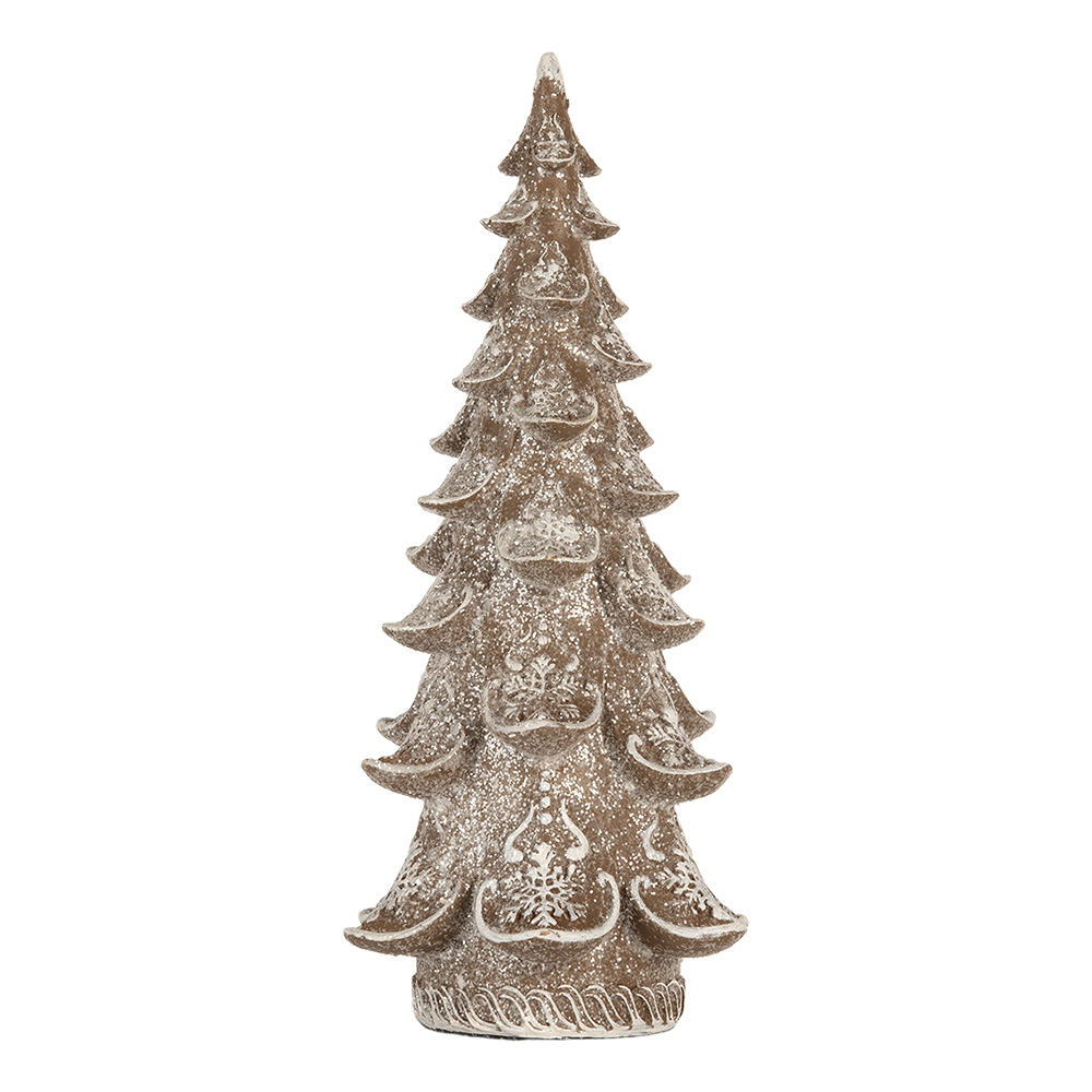 Clayre & Eef | Kerstdecoratie Kerstboom Bruin Wit 14x14x30 cm | 6PR5817