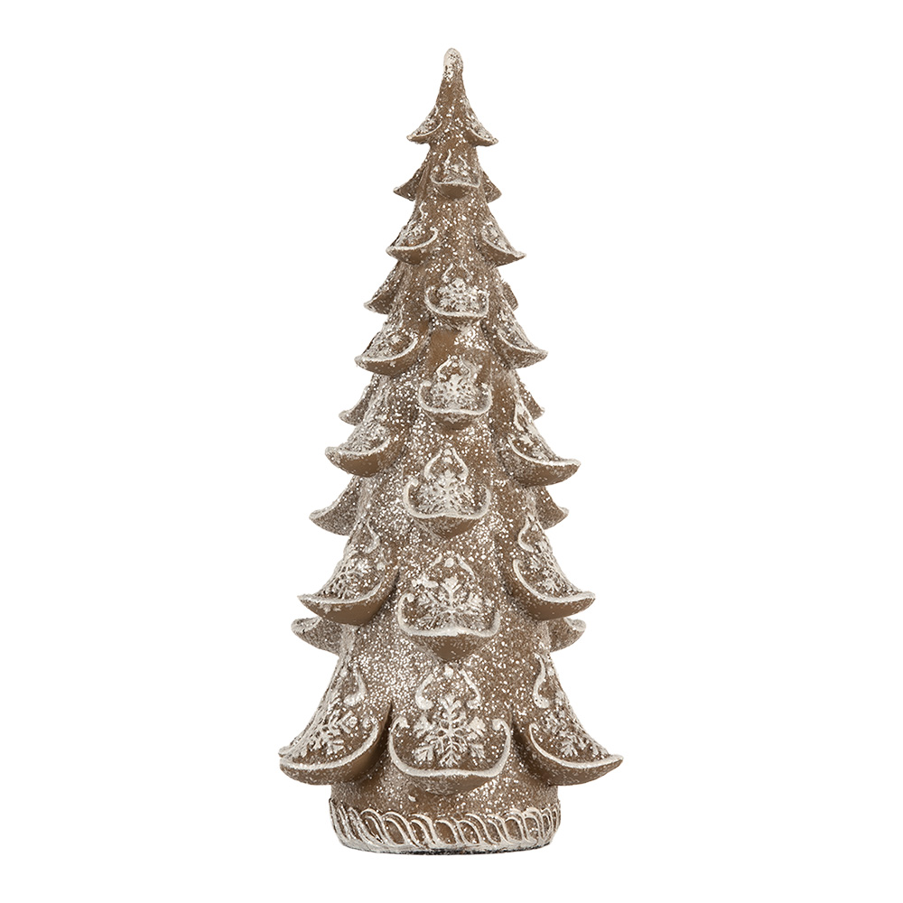 Clayre & Eef | Kerstdecoratie Kerstboom Bruin Wit 12x12x25 cm | 6PR5818