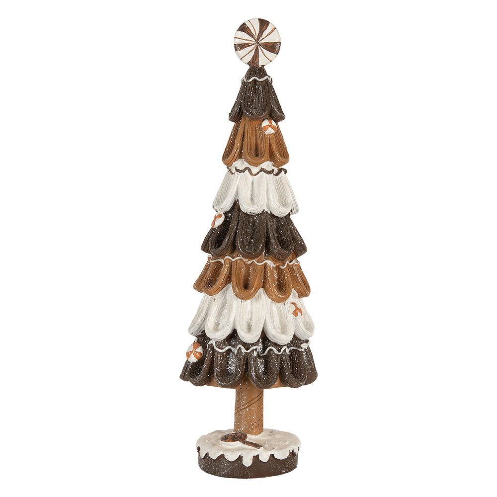 Clayre & Eef | Kerstdecoratie Kerstboom Bruin Wit ø 12x39 cm | 6PR5819