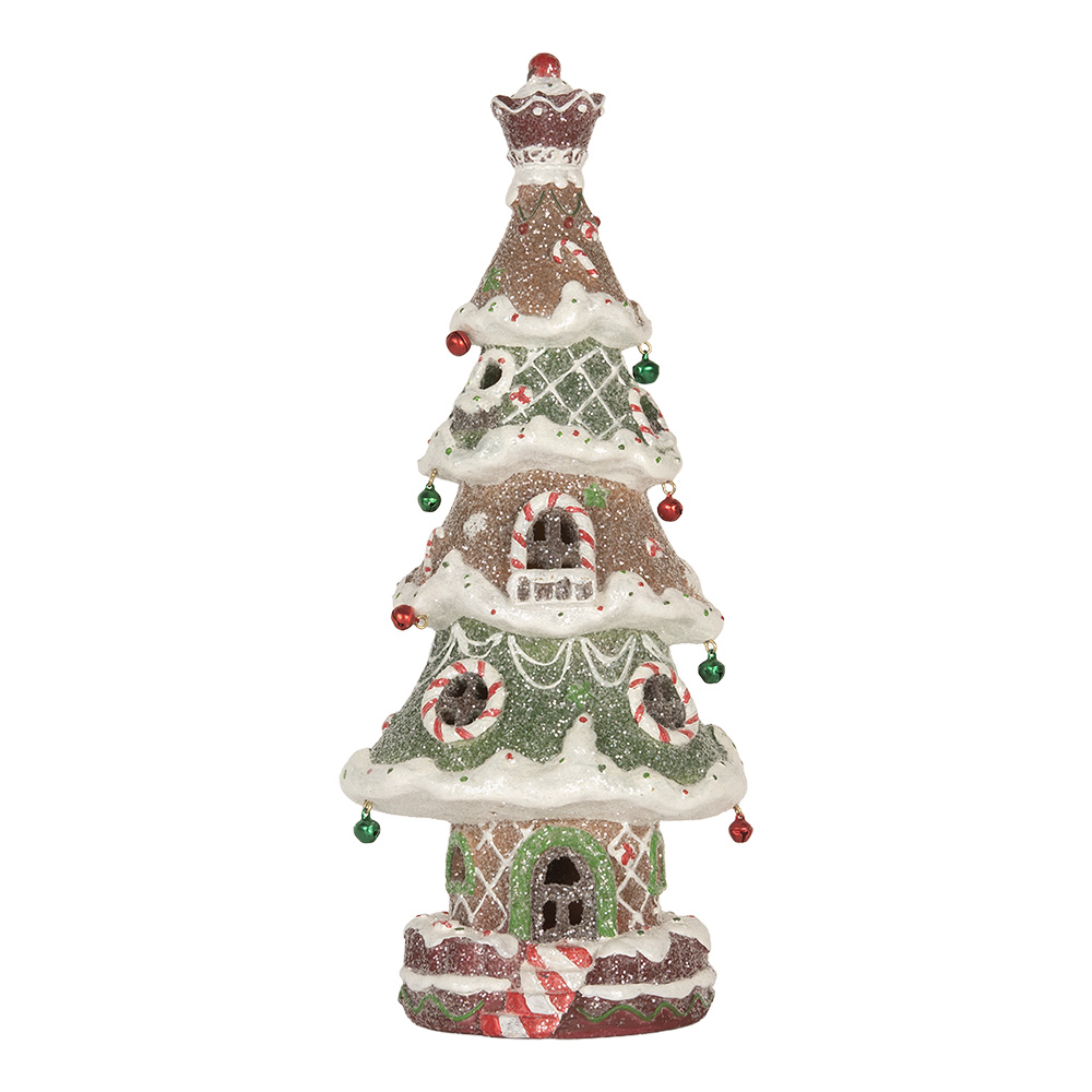 Clayre & Eef | Kerstdecoratie Kerstboom met LED Bruin Groen 15x12x36 cm / 3xAAA | 6PR5828