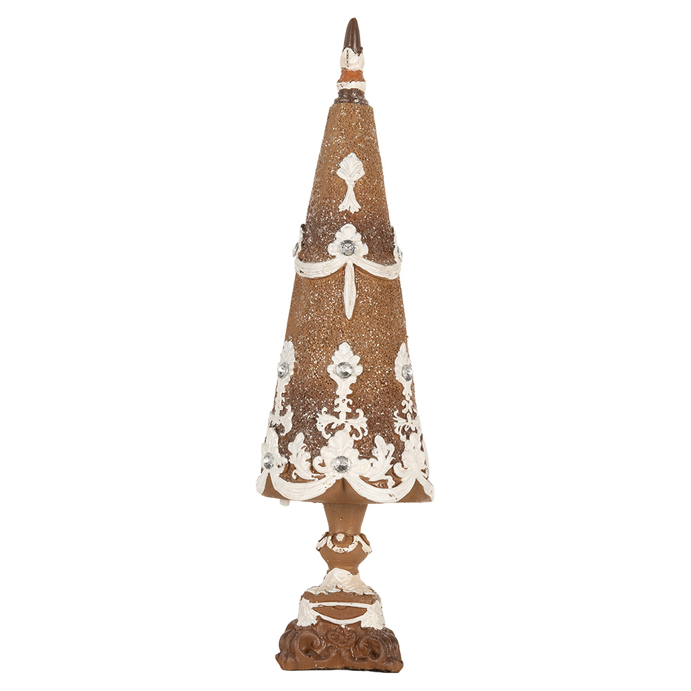 Clayre & Eef | Kerstdecoratie Kerstboom Bruin Wit ø 9x31 cm | 6PR5836