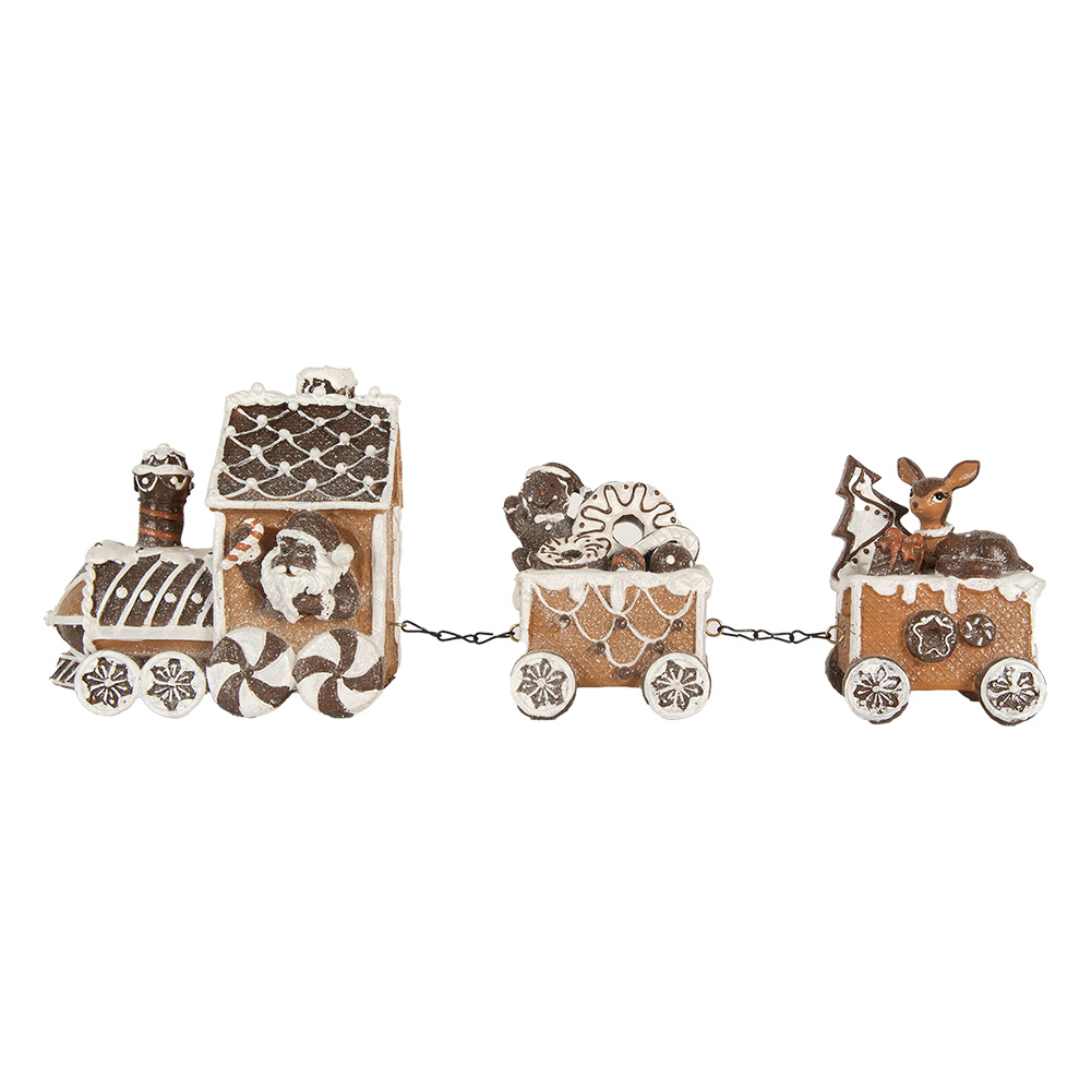 Clayre & Eef | Decoratie Trein Bruin Wit 33x10x15 cm | 6PR5856