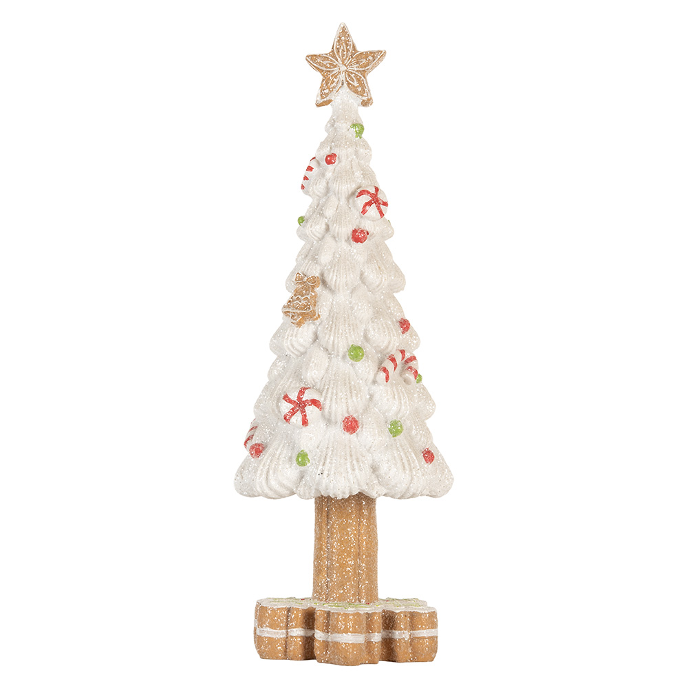 Clayre & Eef | Kerstdecoratie Kerstboom Wit Bruin ø 12x33 cm | 6PR5860