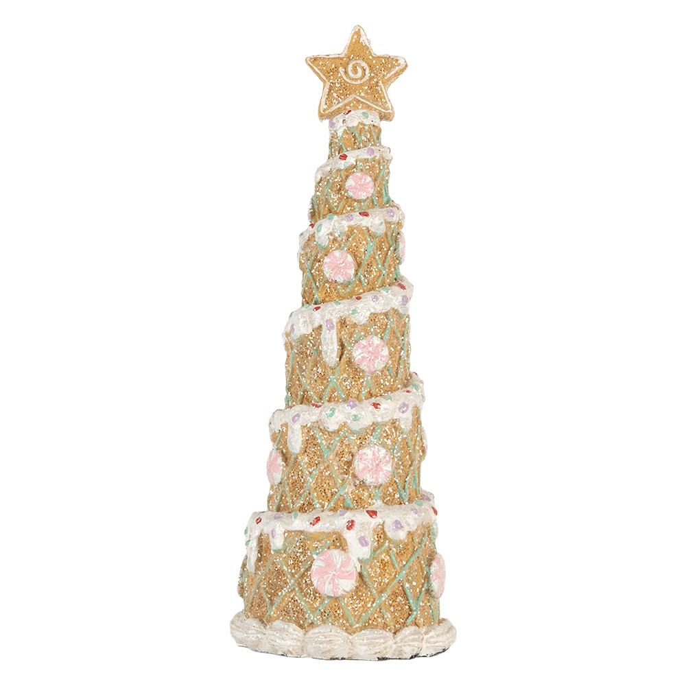 Clayre & Eef | Kerstdecoratie Kerstboom Bruin Wit ø 9x25 cm | 6PR5866