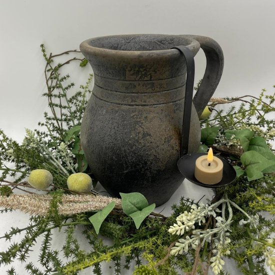 Decoratieve kan / kruik black & sand 27x29 cm aardewerk | 734793 | Home Sweet Home | Stoer & Vintage Woonstijl
