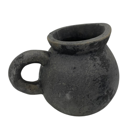 Decoratieve kan / kruik zwart grijs 16x23 cm aardewerk | 723794 | Home Sweet Home | Stoer & Vintage Woonstijl