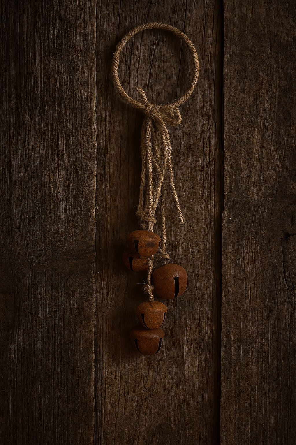 Decoratie hanger 5 bellen kerst roest 62 cm  | 827478 | Home Sweet Home | Stoer & Sober Woonstijl