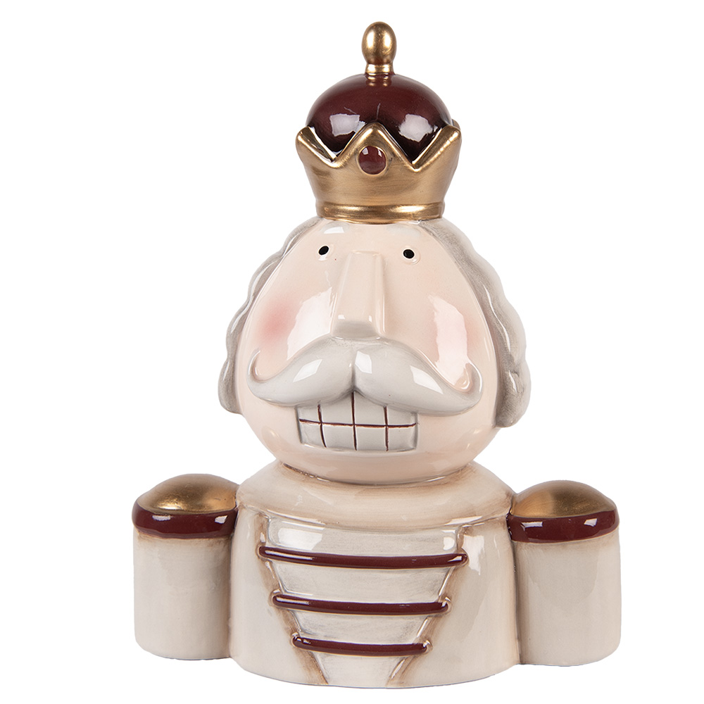 Clayre & Eef | Kerstdecoratie Notenkraker Beige Rood 17x12x23 cm | 6CE2250