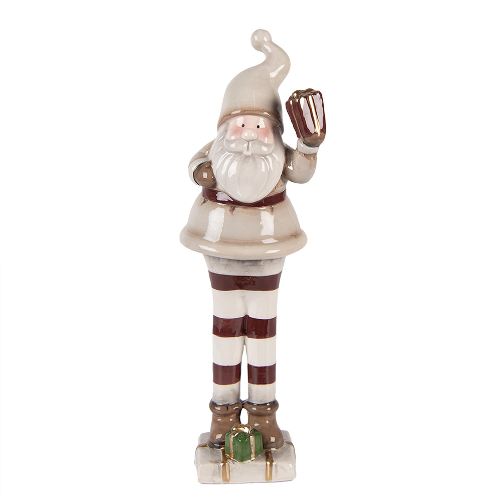 Clayre & Eef | Kerstdecoratie Kerstman Beige Rood 8x7x23 cm | 6CE2251