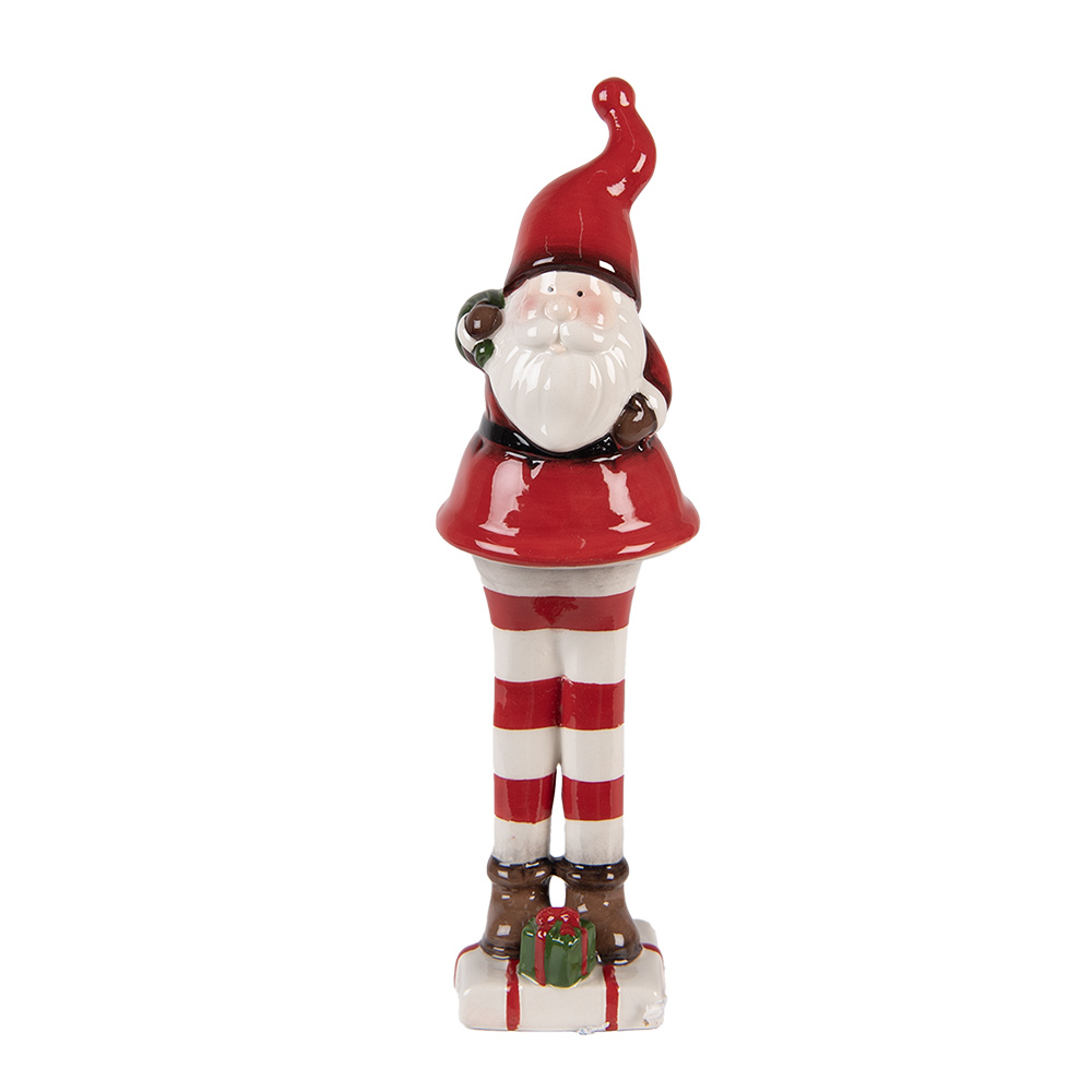 Clayre & Eef | Kerstdecoratie Kerstman Rood Wit 7x7x23 cm | 6CE2264