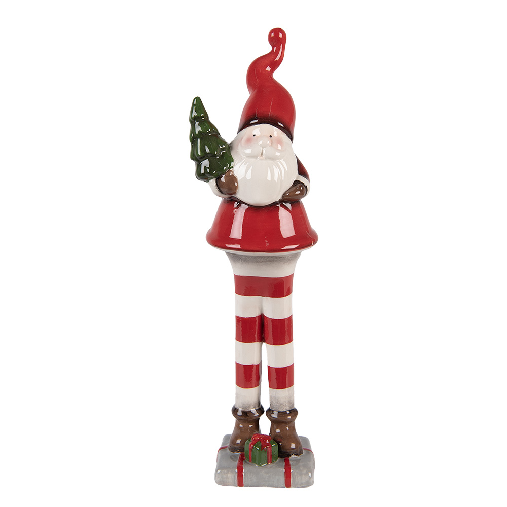 Clayre & Eef | Kerstdecoratie Kerstman Rood Wit 9x8x30 cm | 6CE2265