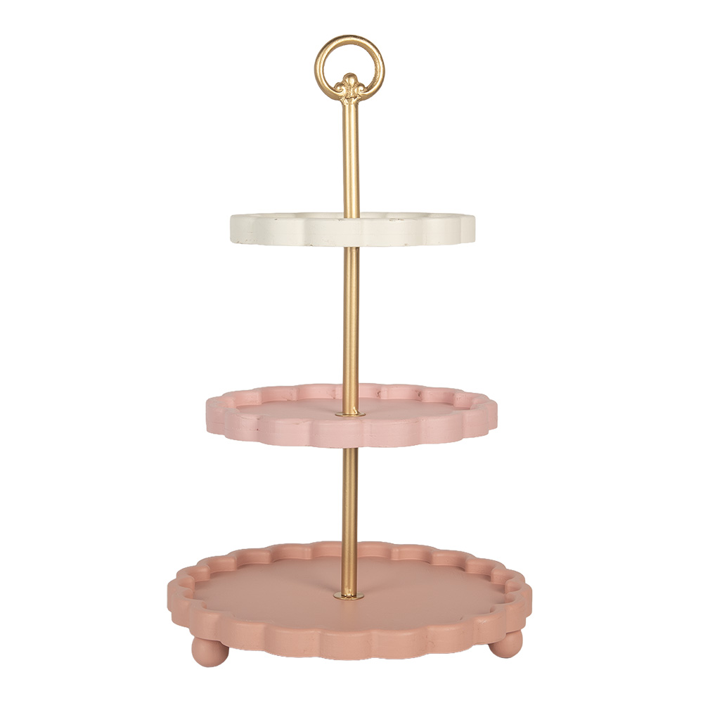 Clayre & Eef | Etagère Roze Wit ø 30x50 cm | 6H2458