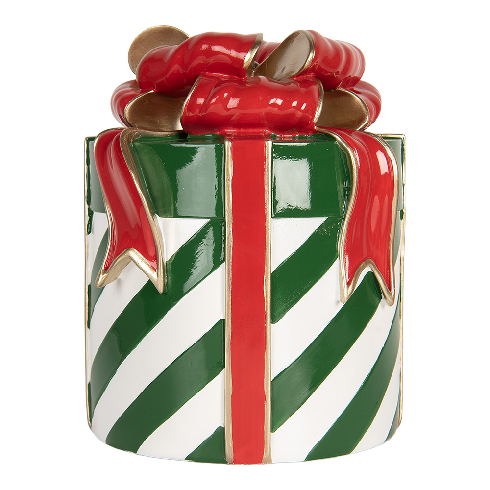 Clayre & Eef | Decoratie Cadeautje Groen Rood ø 21x25 cm | 6PR5764