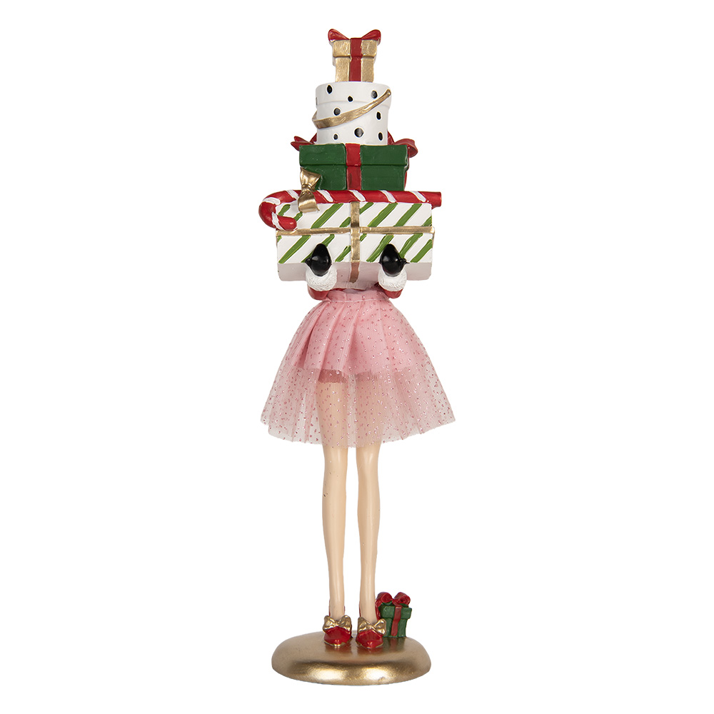 Clayre & Eef | Decoratie Vrouw Roze Wit 10x10x36 cm | 6PR5769