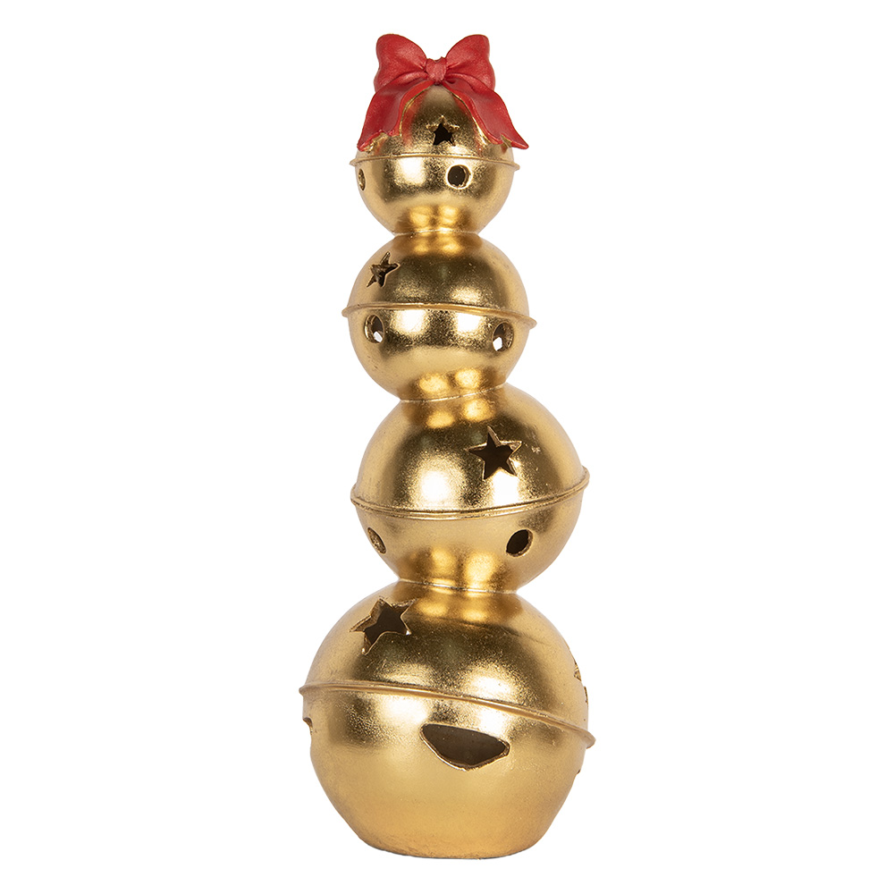 Clayre & Eef | Decoratie opgestapelde Bellen Goudkleurig Rood 20x20x54 cm | 6PR5771