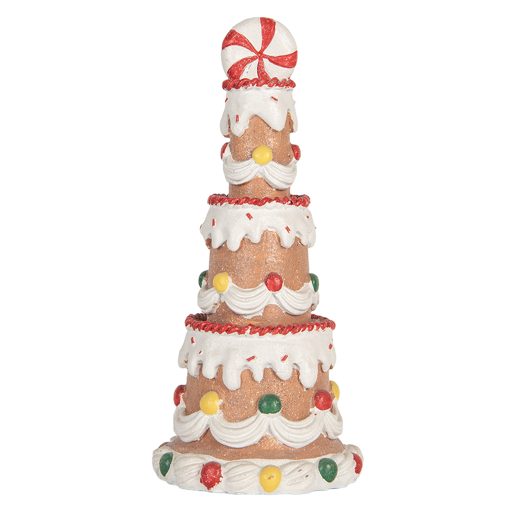 Clayre & Eef | Decoratie taart Bruin Wit ø 10x22 cm | 6PR5779