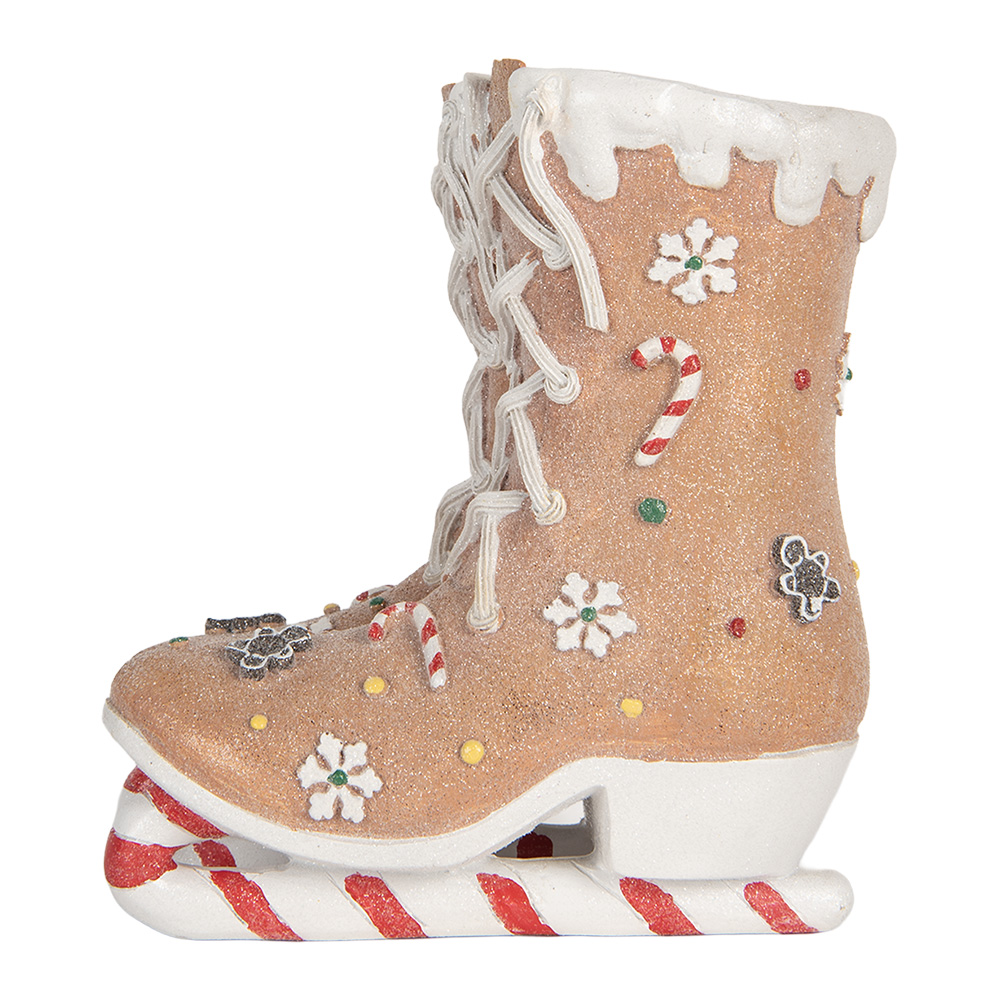 Clayre & Eef | Decoratie Schaatsen Bruin Wit 19x14x20 cm | 6PR5780