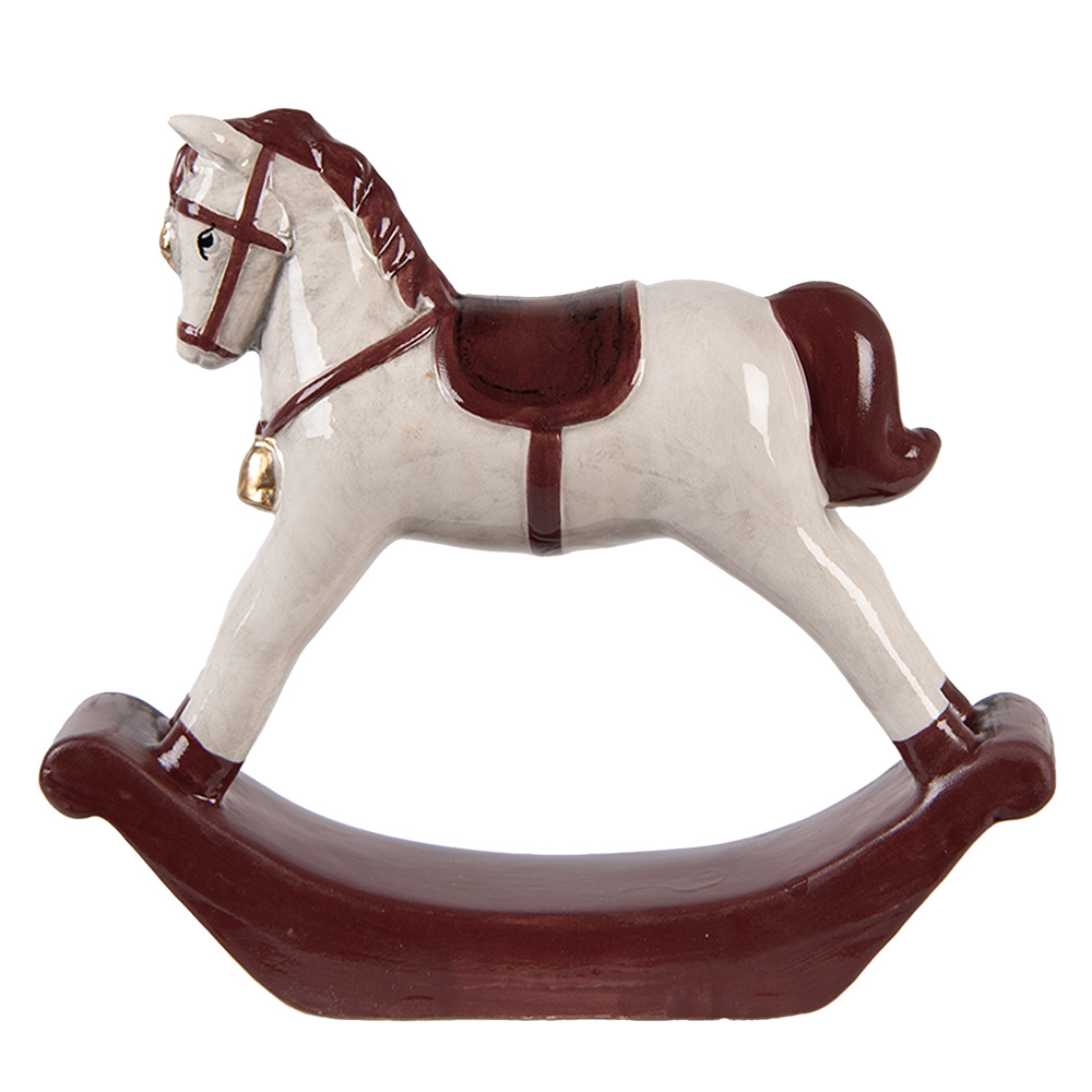 Clayre & Eef | Decoratie Hobbelpaard Beige Rood 15x4x14 cm | 6CE2249