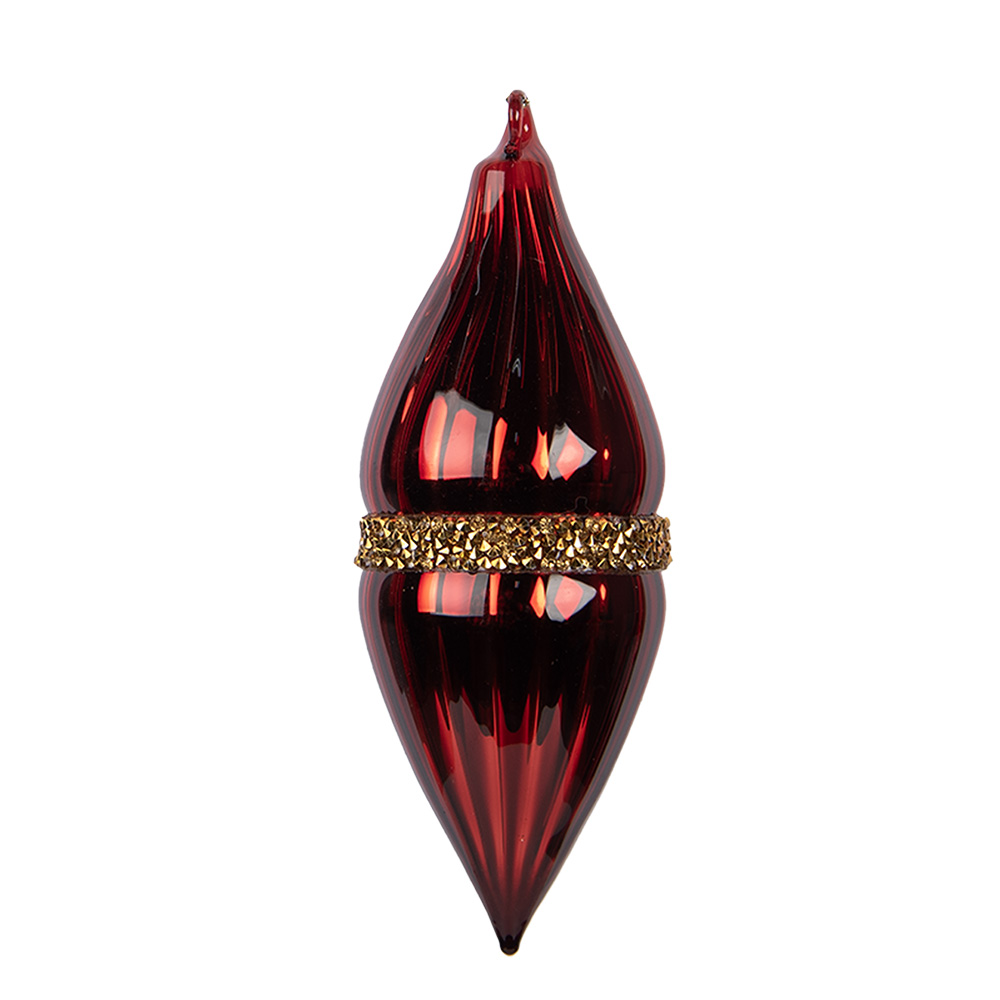 Clayre & Eef | Kerstbal Rood Goudkleurig ø 6x17 cm | 6GL5095