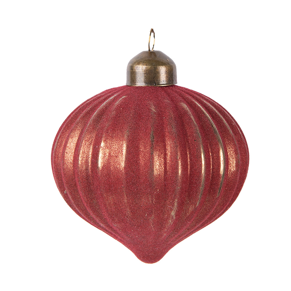 Clayre & Eef | Kerstbal Rood ø 8x9 cm | 6GL5121