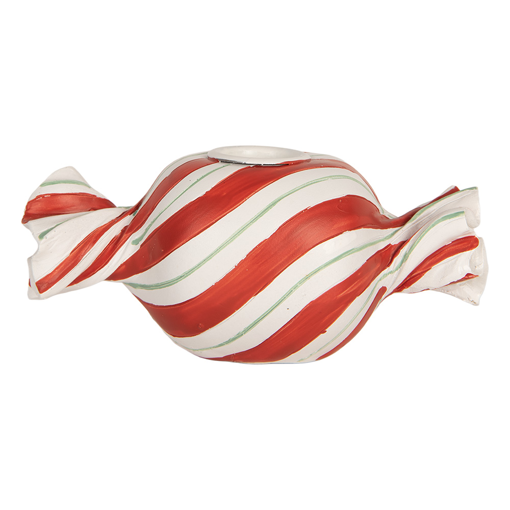 Clayre & Eef | Kandelaar Rood Wit 14x7x6 cm | 6PR5778R