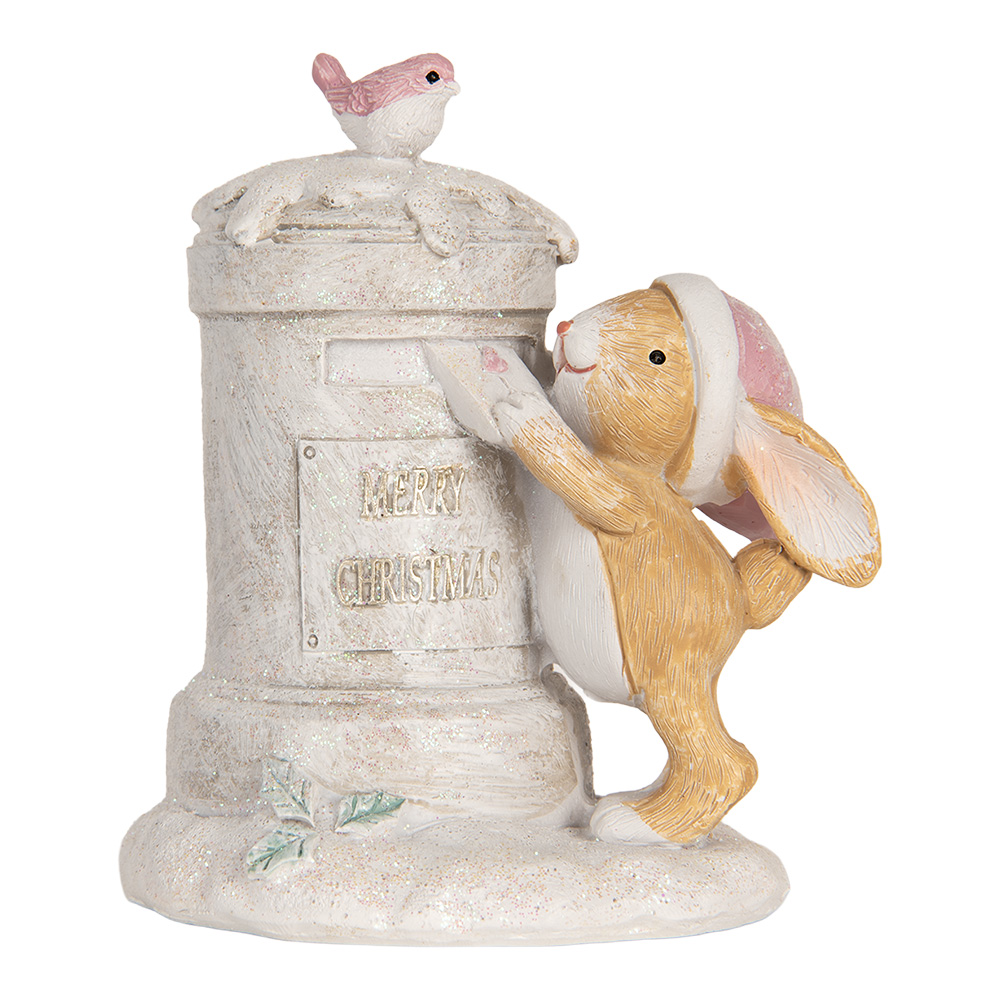 Clayre & Eef | Decoratie Konijn Beige Wit 11x8x11 cm | 6PR5879