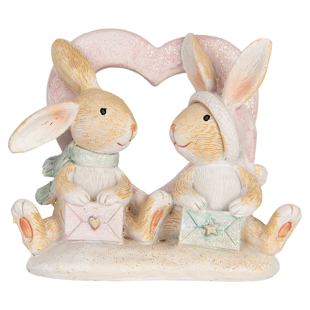Clayre & Eef | Decoratie Konijnen Bruin Wit 11x6x9 cm | 6PR5883