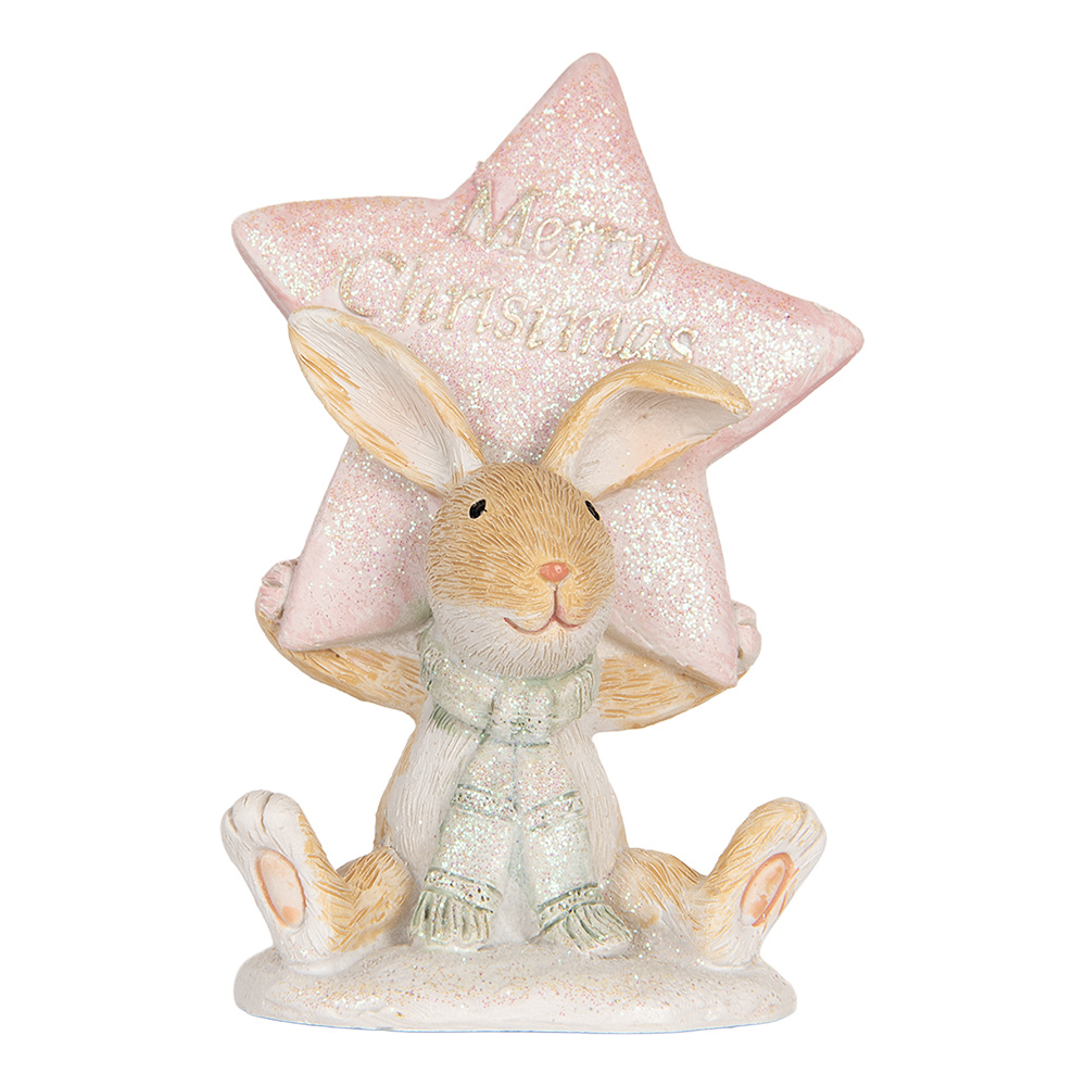 Clayre & Eef | Decoratie Konijn Bruin Roze 8x5x11 cm | 6PR5884