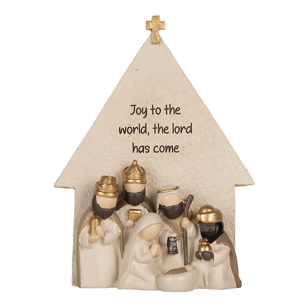 Clayre & Eef | Kerstdecoratie Kerstgroep Beige Goudkleurig 16x6x21 cm | 6PR5904