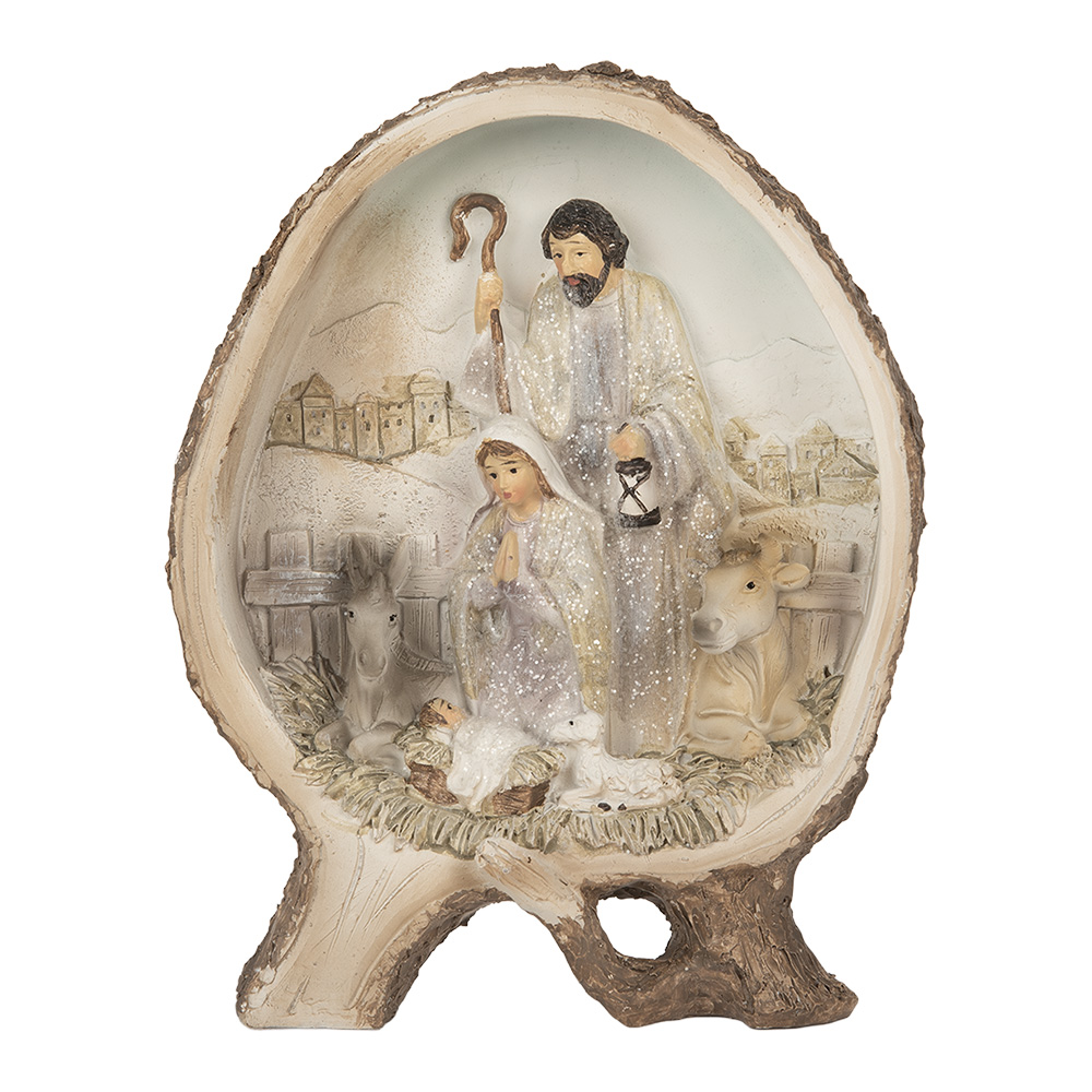 Clayre & Eef | Kerstdecoratie Kerstgroep Beige Bruin 14x5x19 cm | 6PR5918