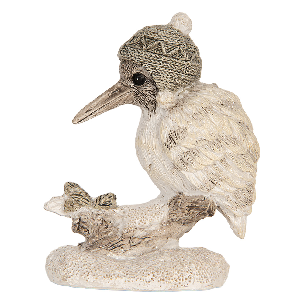 Clayre & Eef | Decoratie Vogel Beige Wit 7x6x8 cm | 6PR5926