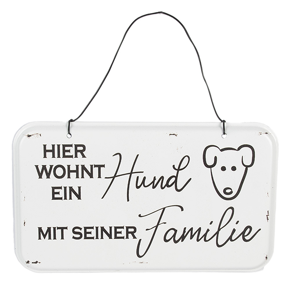 Clayre & Eef | Tekstbord Wit Zwart 20x1x12 cm | 6Y5689