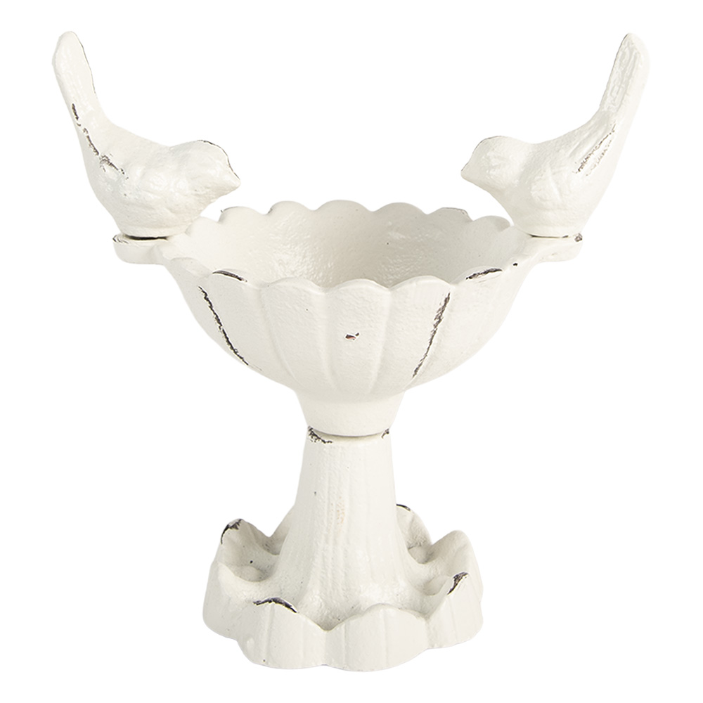 Clayre & Eef | Vogelbad Wit 14x10x15 cm | 6Y5741
