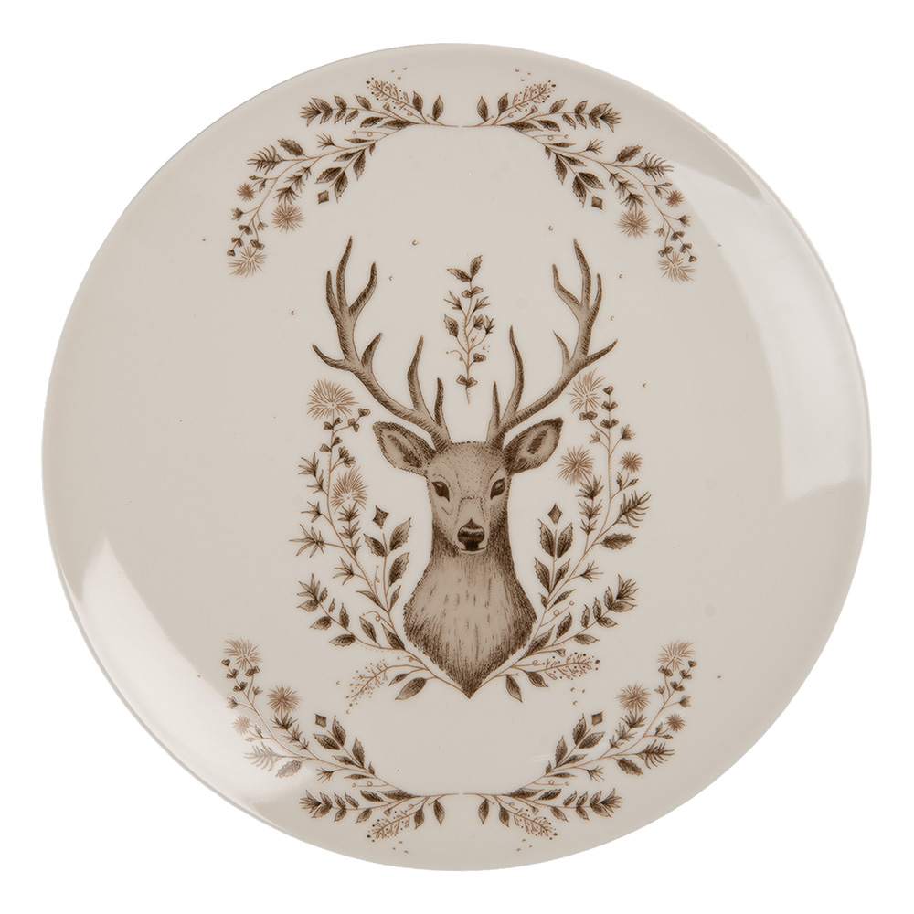 Clayre & Eef | Servies Ontbijtbord Beige Bruin ø 20x2 cm | GTWDP