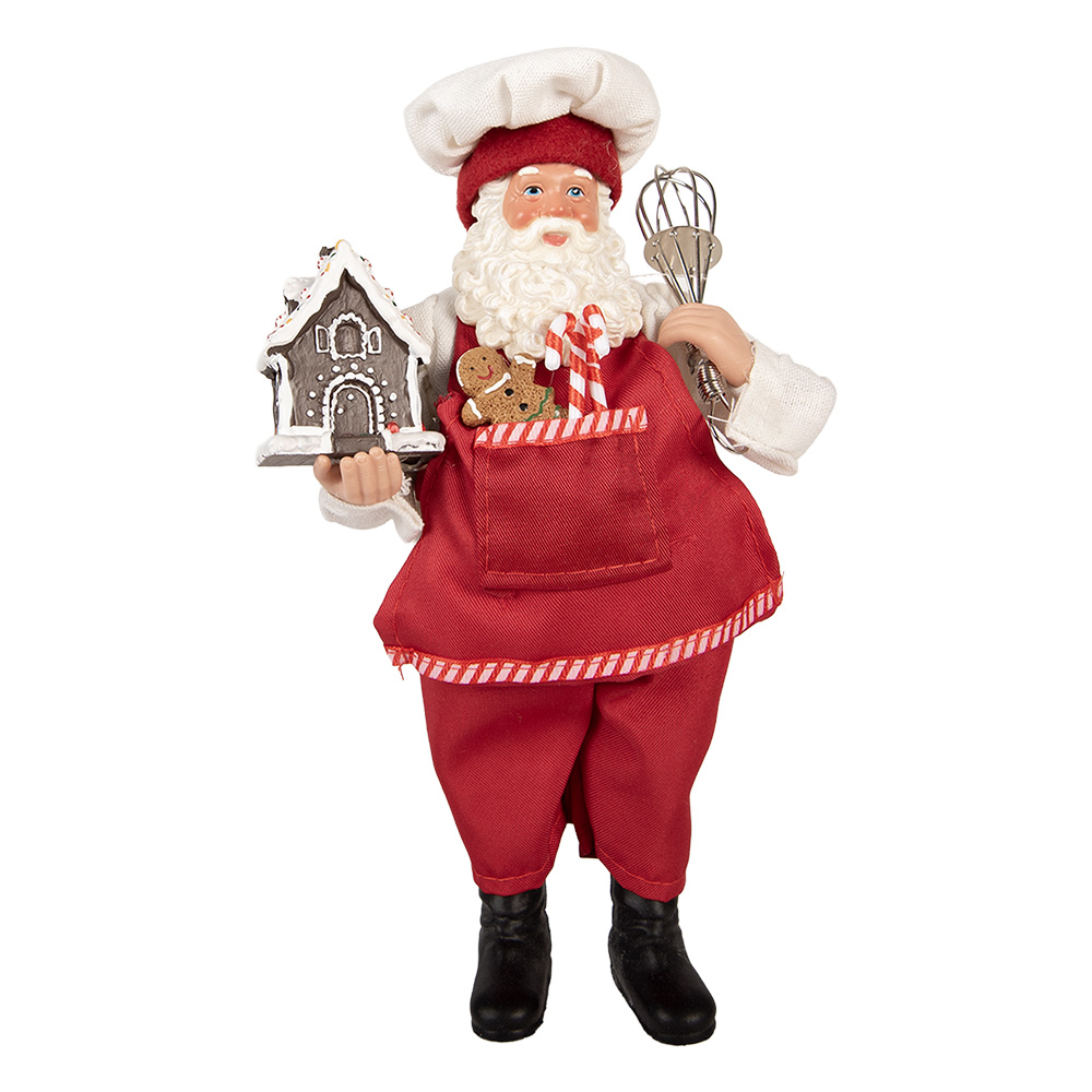 Clayre & Eef | Kerstdecoratie Kerstman Rood Wit 16x9x26 cm | 66358