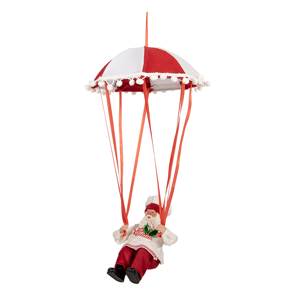 Clayre & Eef | Kerstdecoratie Kerstman Rood Wit 25x25x55 cm | 66363