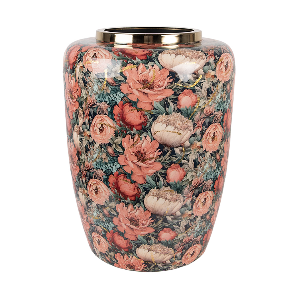 Clayre & Eef | Decoratie Vaas Groen Roze ø 33x44 cm | 66376