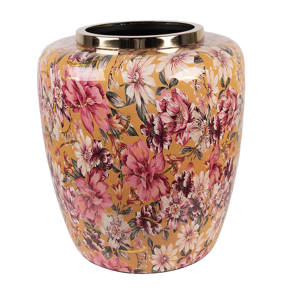 Clayre & Eef | Decoratie Vaas Geel Roze ø 33x36 cm | 66379
