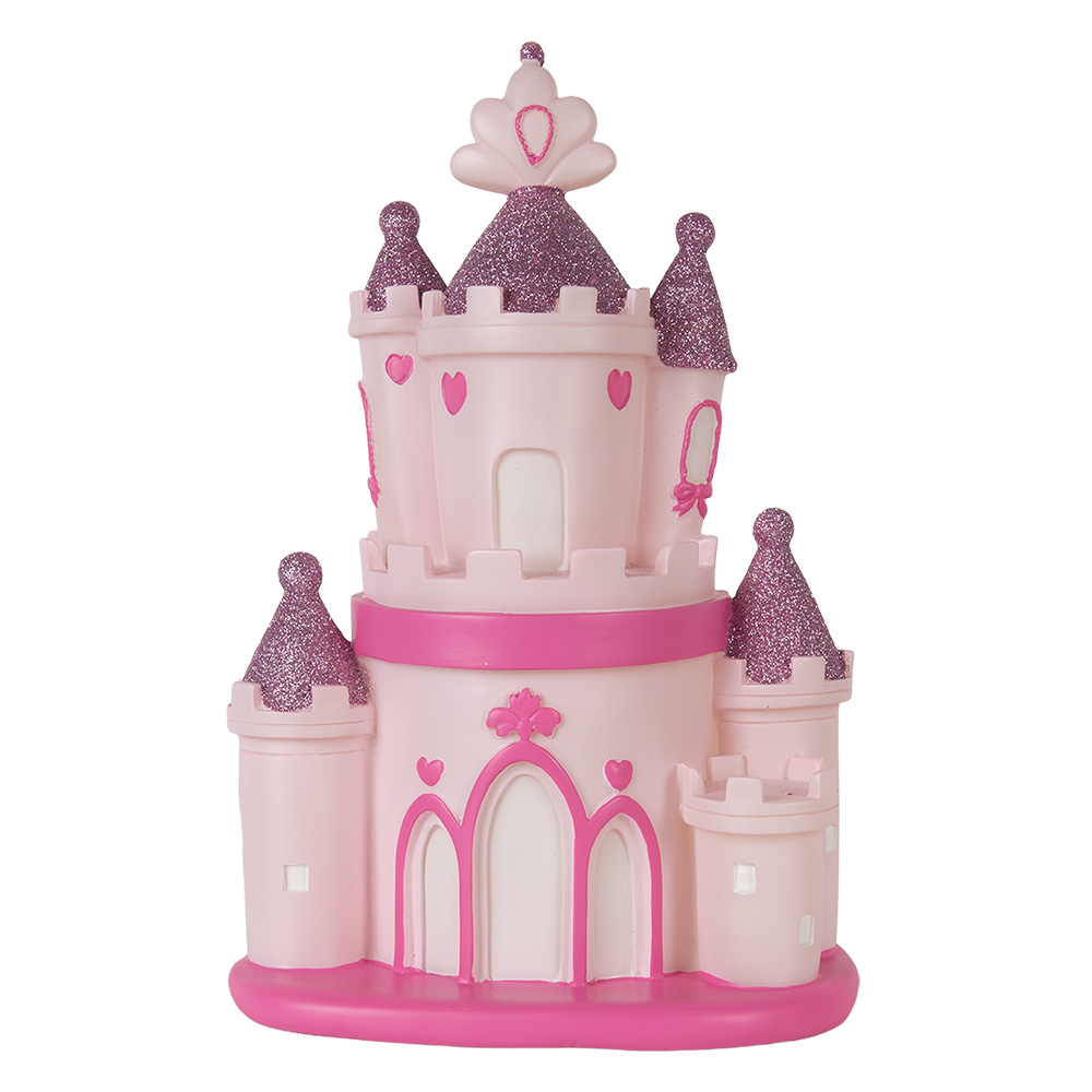 Clayre & Eef | Nachtlampje kasteel LED Roze Paars 23x16x35 cm | 6LMP803
